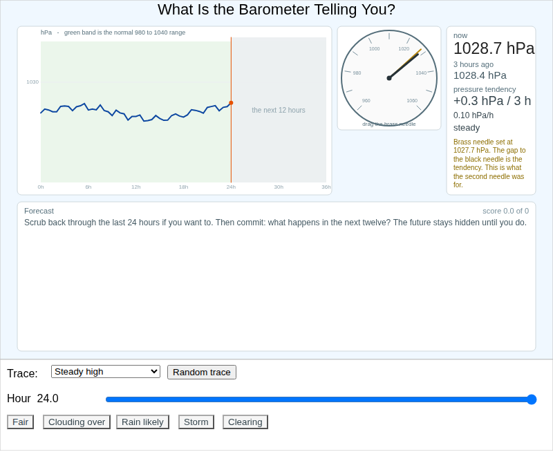 Falling Barometer Forecast Trainer